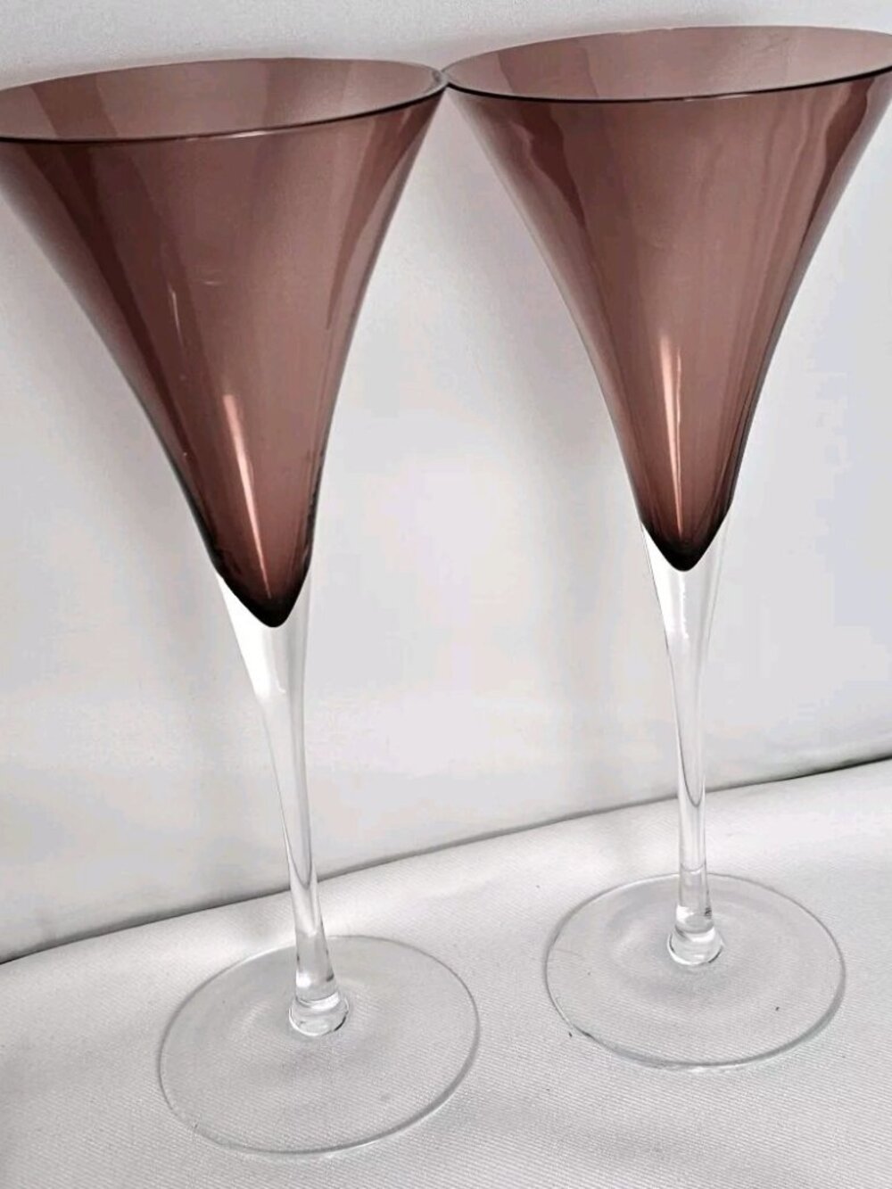 Pottery Barn Amethyst Wine Glasses 9" Bijoux stemmed goblet set/2 elegant flutes - Picture 2 of 12